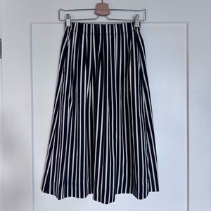 J. Crew Navy and White Striped A-Line Skirt